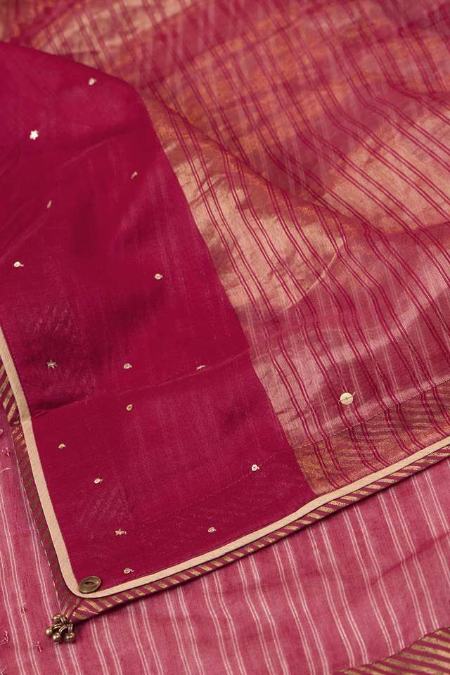 Dark Red Pure Silk Cotton Gota Patti Saree thumbnail image number null