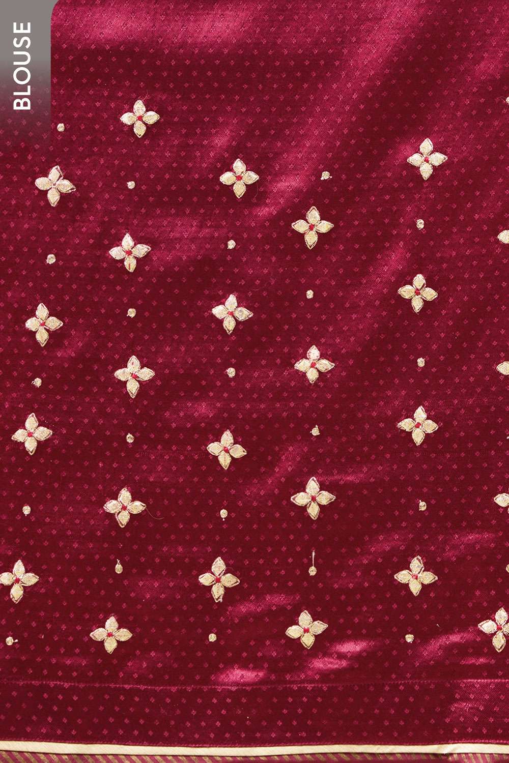 Dark Red Pure Silk Cotton Gota Patti Saree image number null