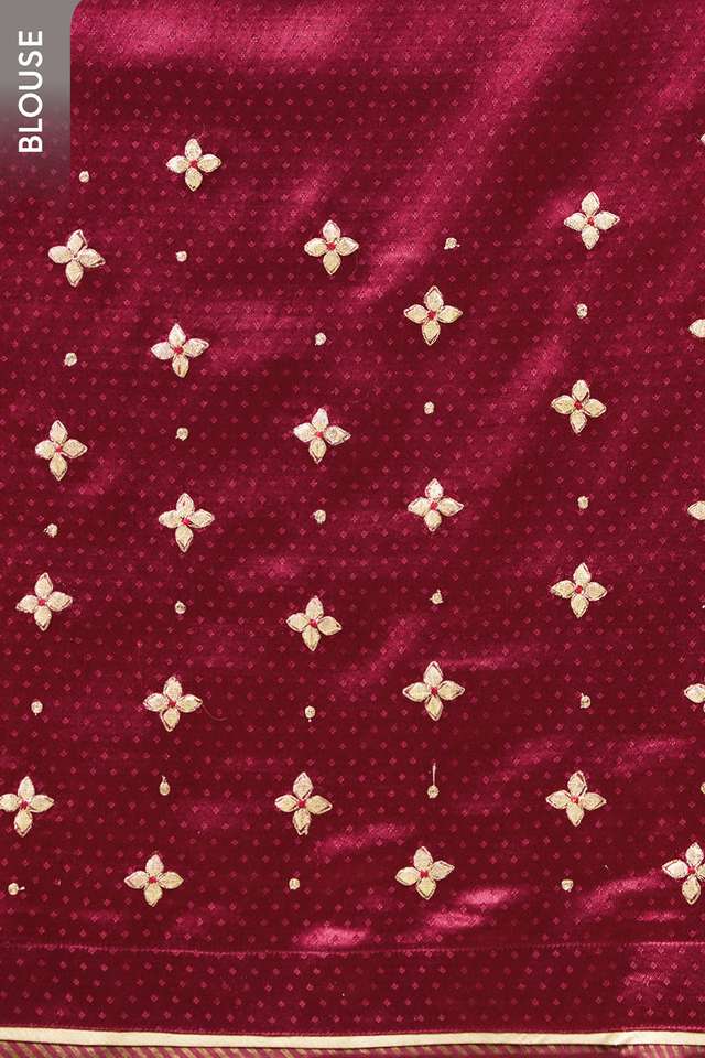 Dark Red Pure Silk Cotton Gota Patti Saree thumbnail image number null