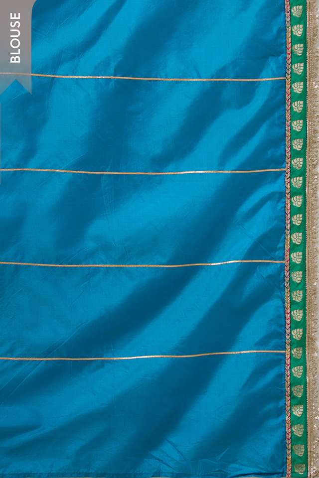 Blue Pure Silk Organza Applique Saree thumbnail image number null