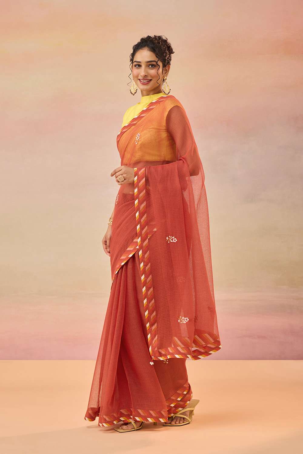 Dark Red Embroidered Pure Cotton Kota Saree image number null