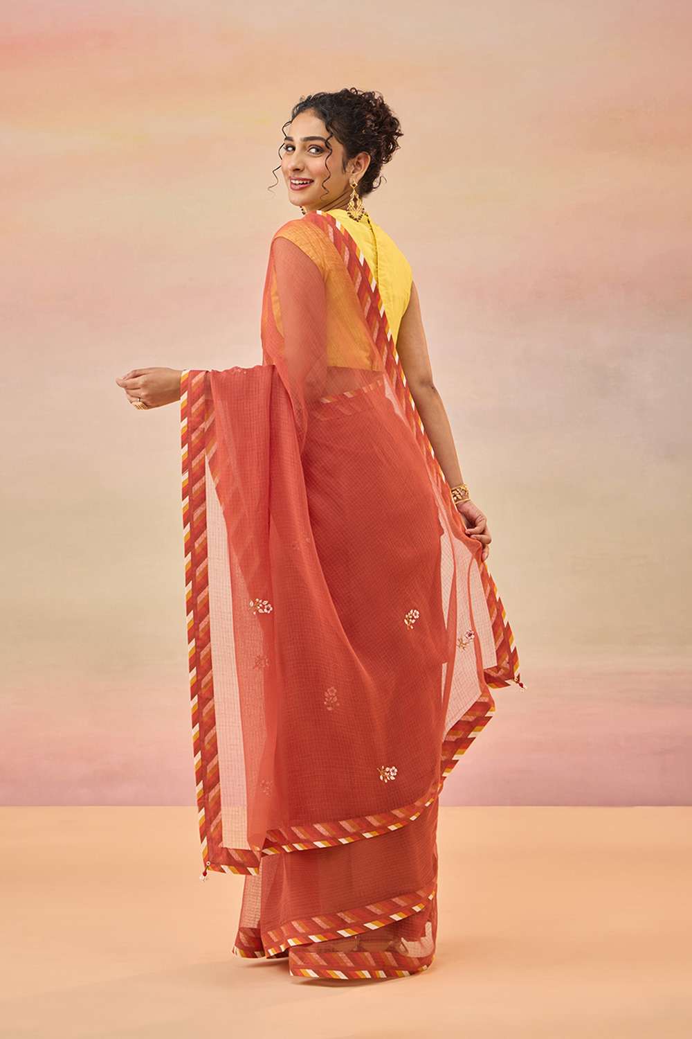 Dark Red Embroidered Pure Cotton Kota Saree image number null