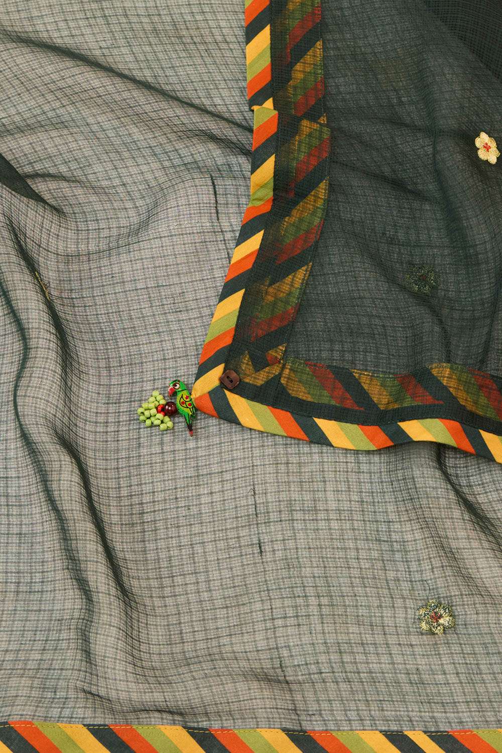 Dark Green Embroidered Pure Cotton Kota Saree image number null