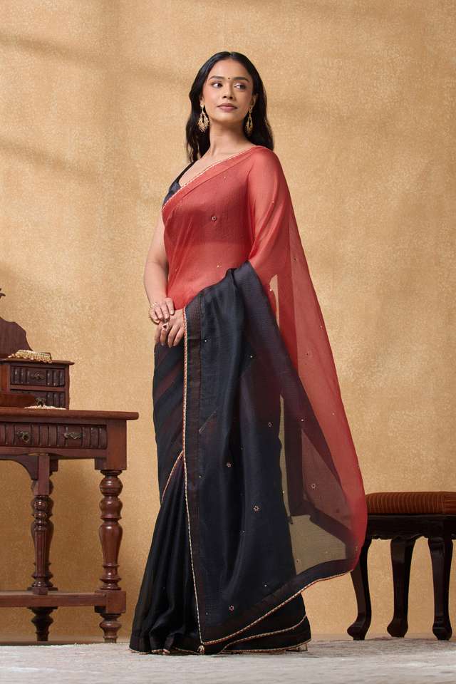 Red Pure Silk Kota Embroidered Saree thumbnail image number null