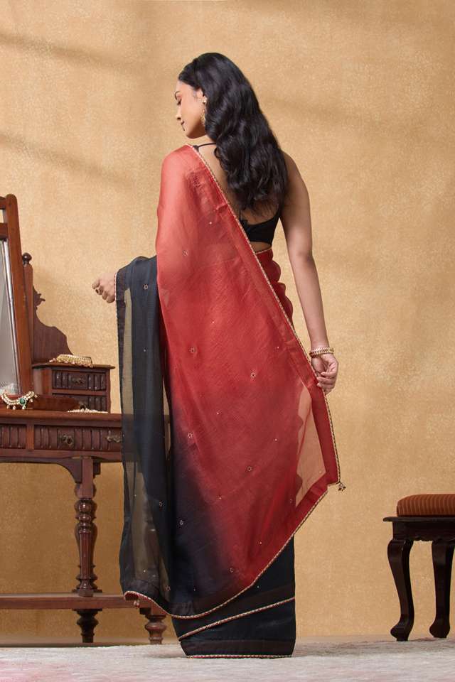 Red Pure Silk Kota Embroidered Saree thumbnail image number null