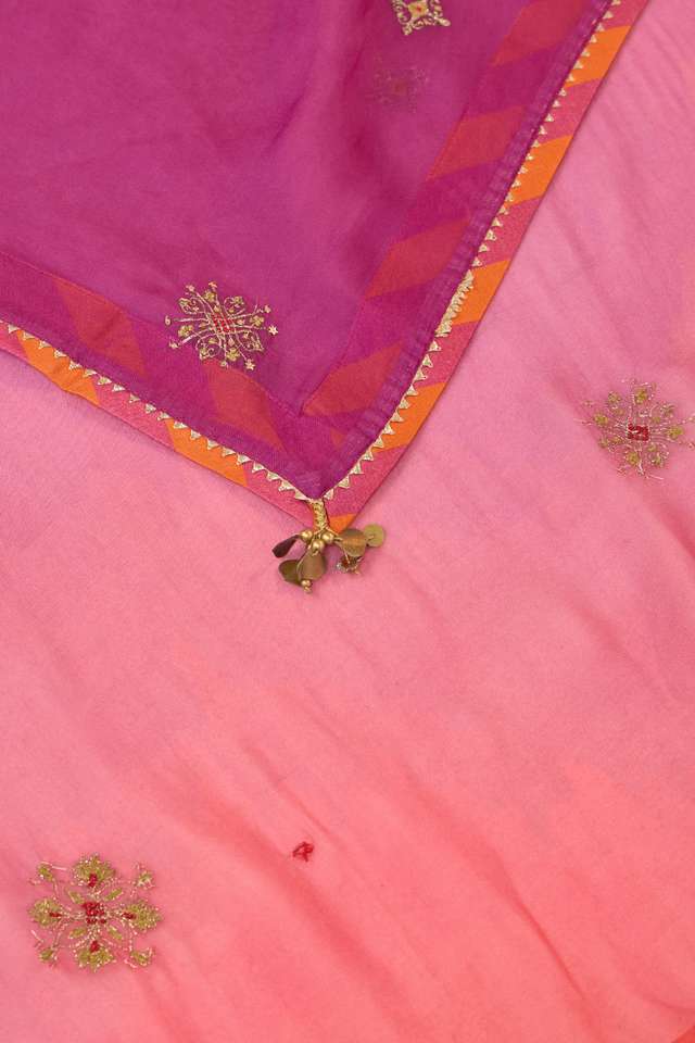 Orange Viscose Organza Embroidered Saree thumbnail image number null