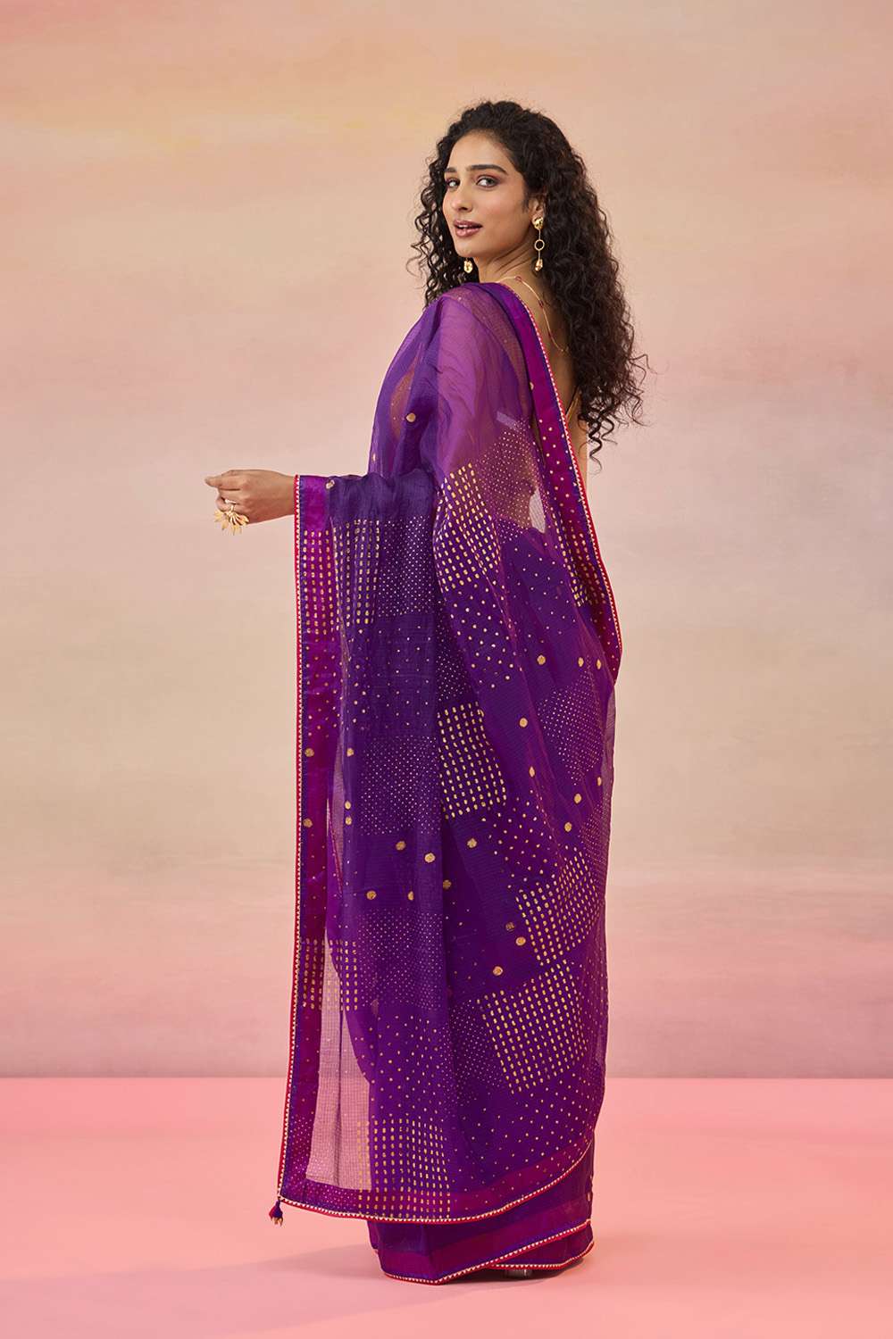 Purple Pure Silk Kota Embroidered Saree image number null