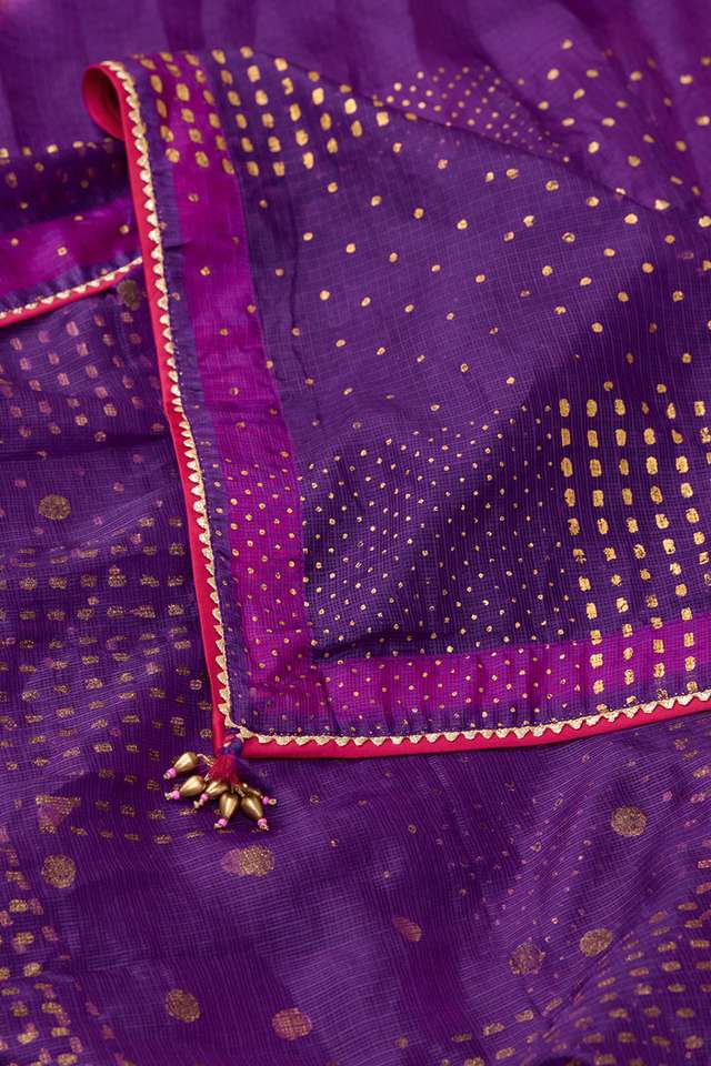 Purple Pure Silk Kota Embroidered Saree thumbnail image number null