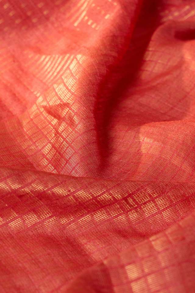 Red Chattisgarh Woven Pure Tussar Silk Saree thumbnail image number null