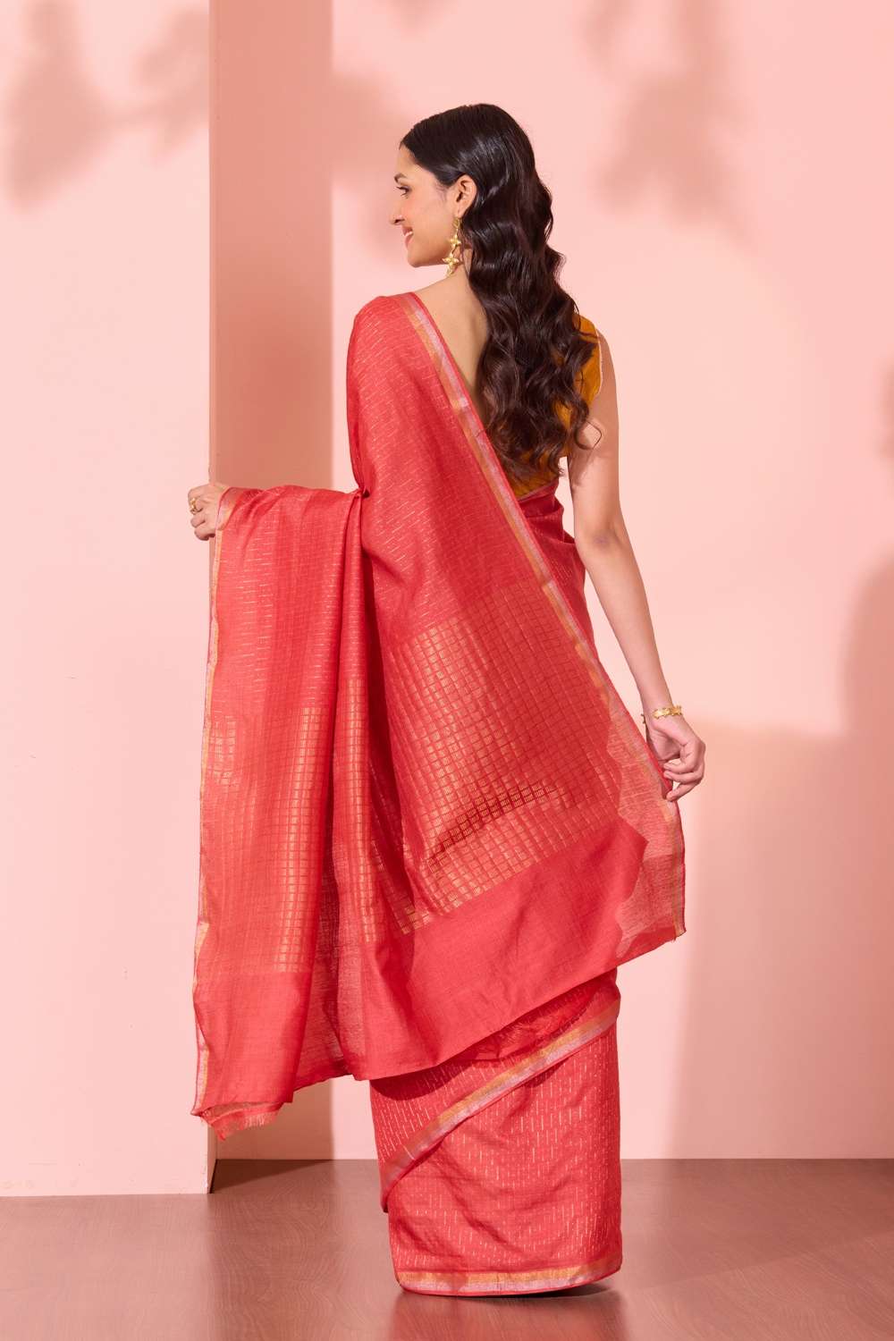 Red Chattisgarh Woven Pure Tussar Silk Saree image number null