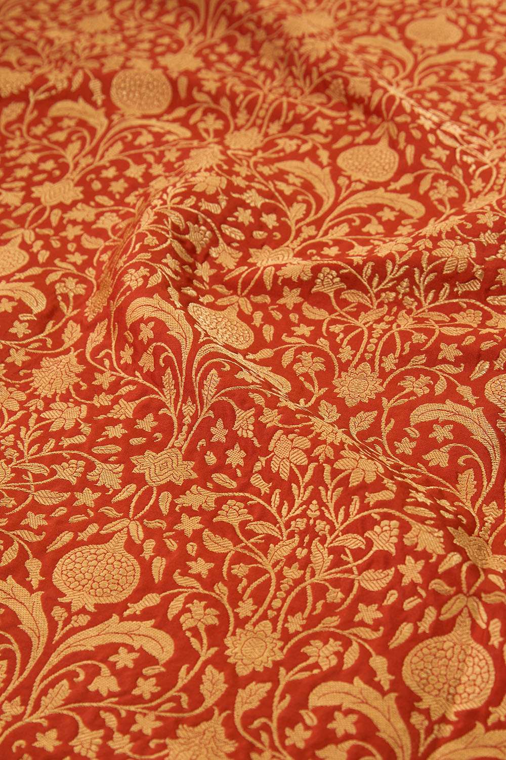 Dark Orange Pure Silk Cutwork Banarasi Saree image number null