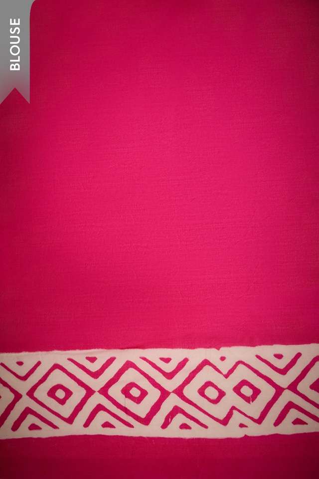 Dark Pink Pure Silk Murshidabad Block Printed Saree thumbnail image number null