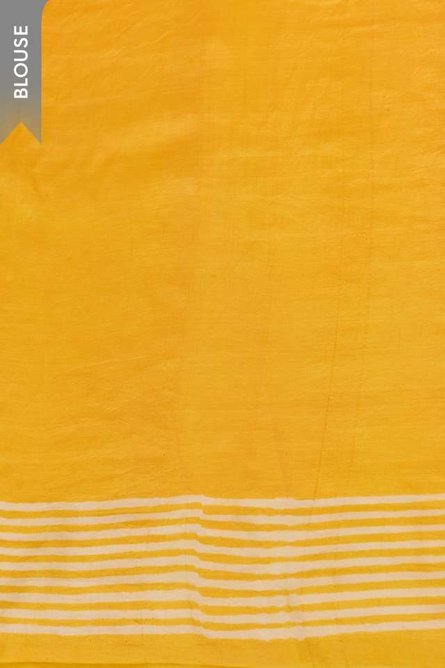 Light Yellow Murshidabad Block Printed Pure Silk Saree thumbnail image number null