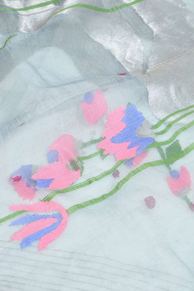 Violet Bengal Pure Silk Cotton Jamdani Saree thumbnail image number null