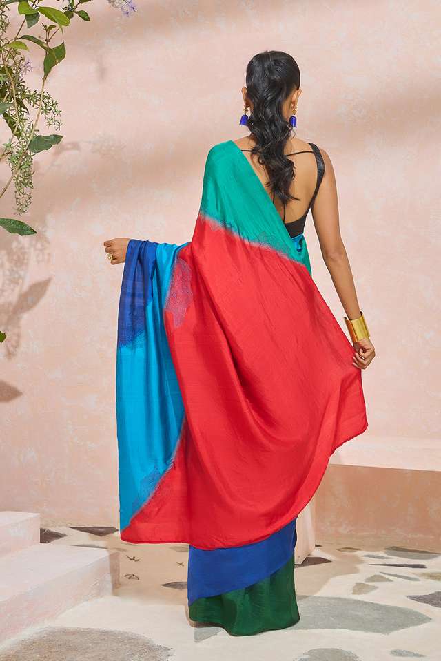 Multi Murshidabad Pure Silk Hand Painted Saree thumbnail image number null