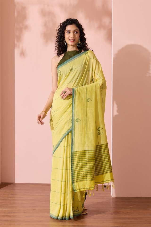 Light Yellow Bengal Pure Cotton Jamdani Saree thumbnail image number null