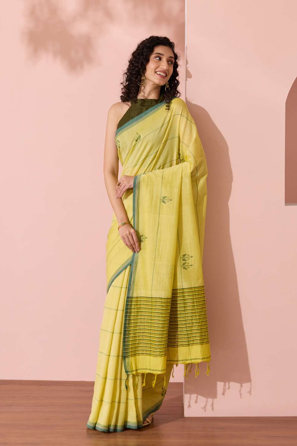 Light Yellow Bengal Pure Cotton Jamdani Saree image number null