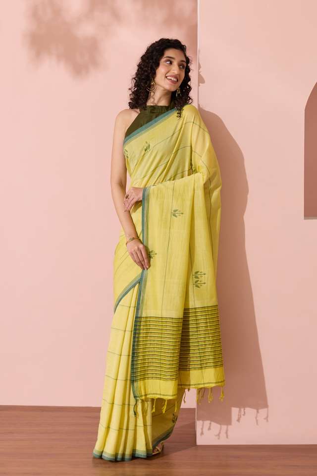 Light Yellow Bengal Pure Cotton Jamdani Saree thumbnail image number null