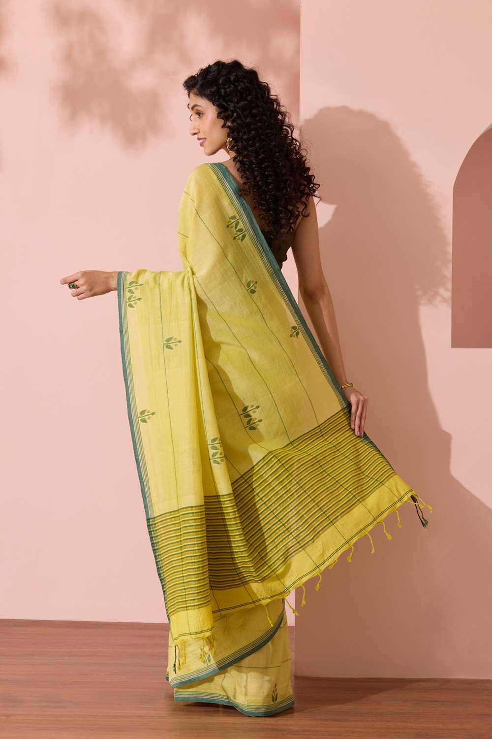 Light Yellow Bengal Pure Cotton Jamdani Saree image number null
