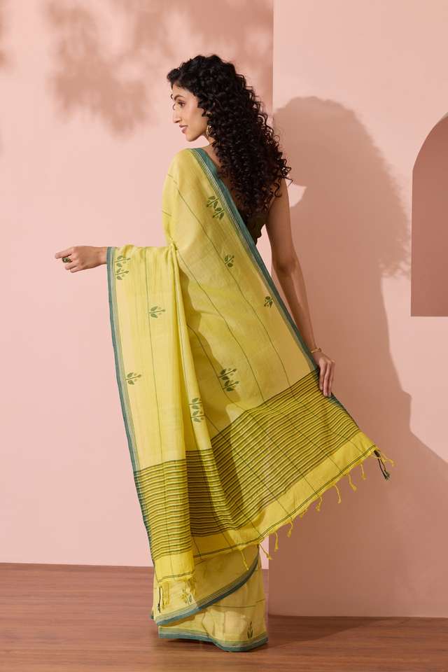 Light Yellow Bengal Pure Cotton Jamdani Saree thumbnail image number null