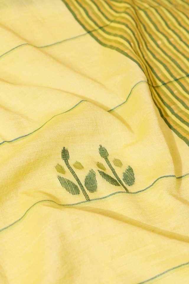 Light Yellow Bengal Pure Cotton Jamdani Saree thumbnail image number null