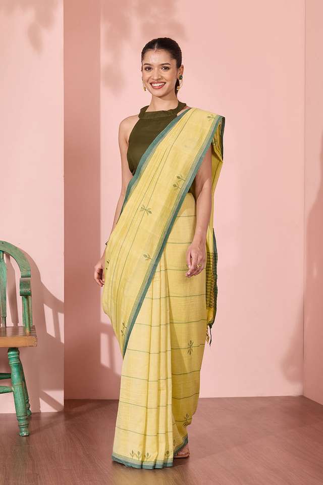 Light Yellow Bengal Pure Cotton Jamdani Saree thumbnail image number null