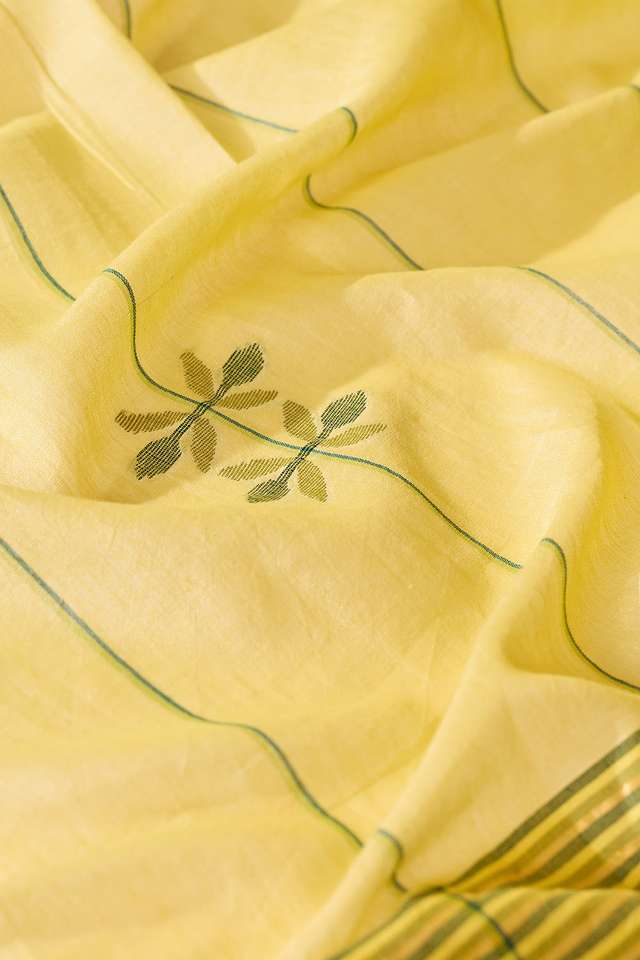 Light Yellow Bengal Pure Cotton Jamdani Saree thumbnail image number null