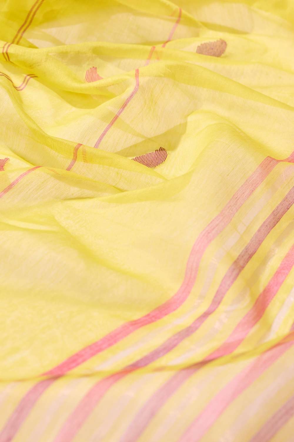 Yellow Bengal Pure Silk Cotton Jamdani Saree image number null