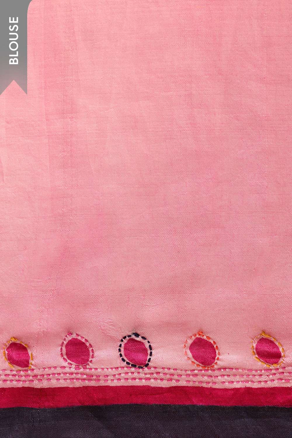 Dark Blue Bengal Pure Silk Hand Painted Saree image number null