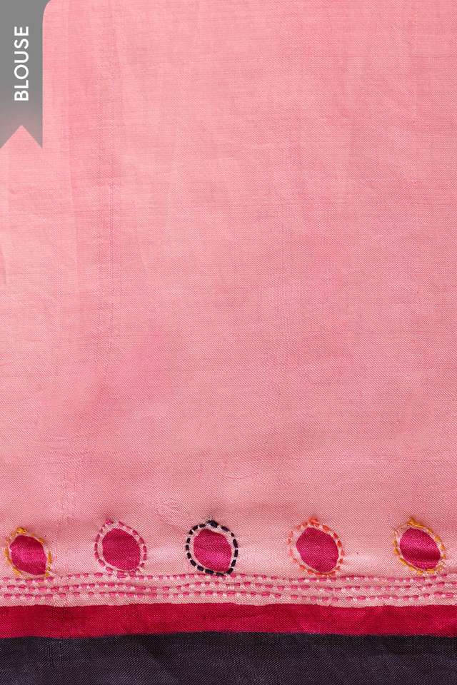 Dark Blue Bengal Pure Silk Hand Painted Saree thumbnail image number null