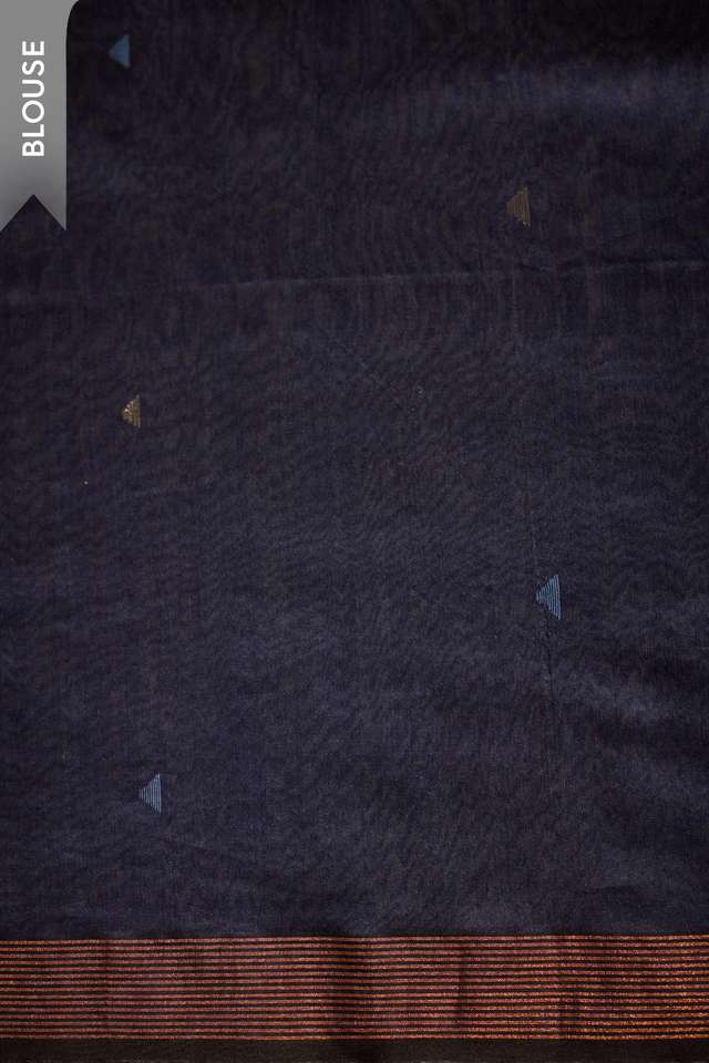 Dark Blue Bengal Pure Silk Cotton Jamdani Saree thumbnail image number null