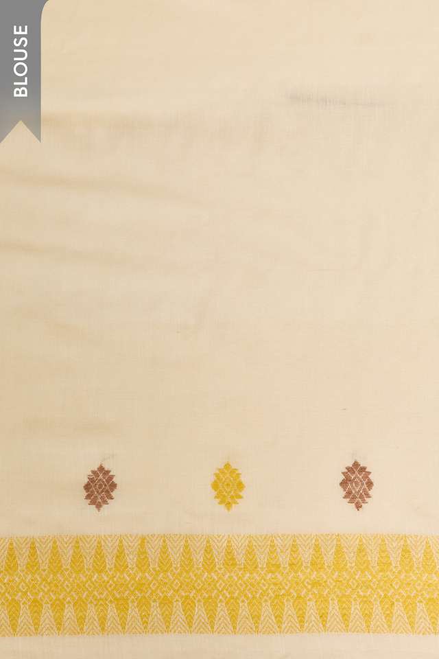Off White Assam Woven Pure Eri Saree thumbnail image number null