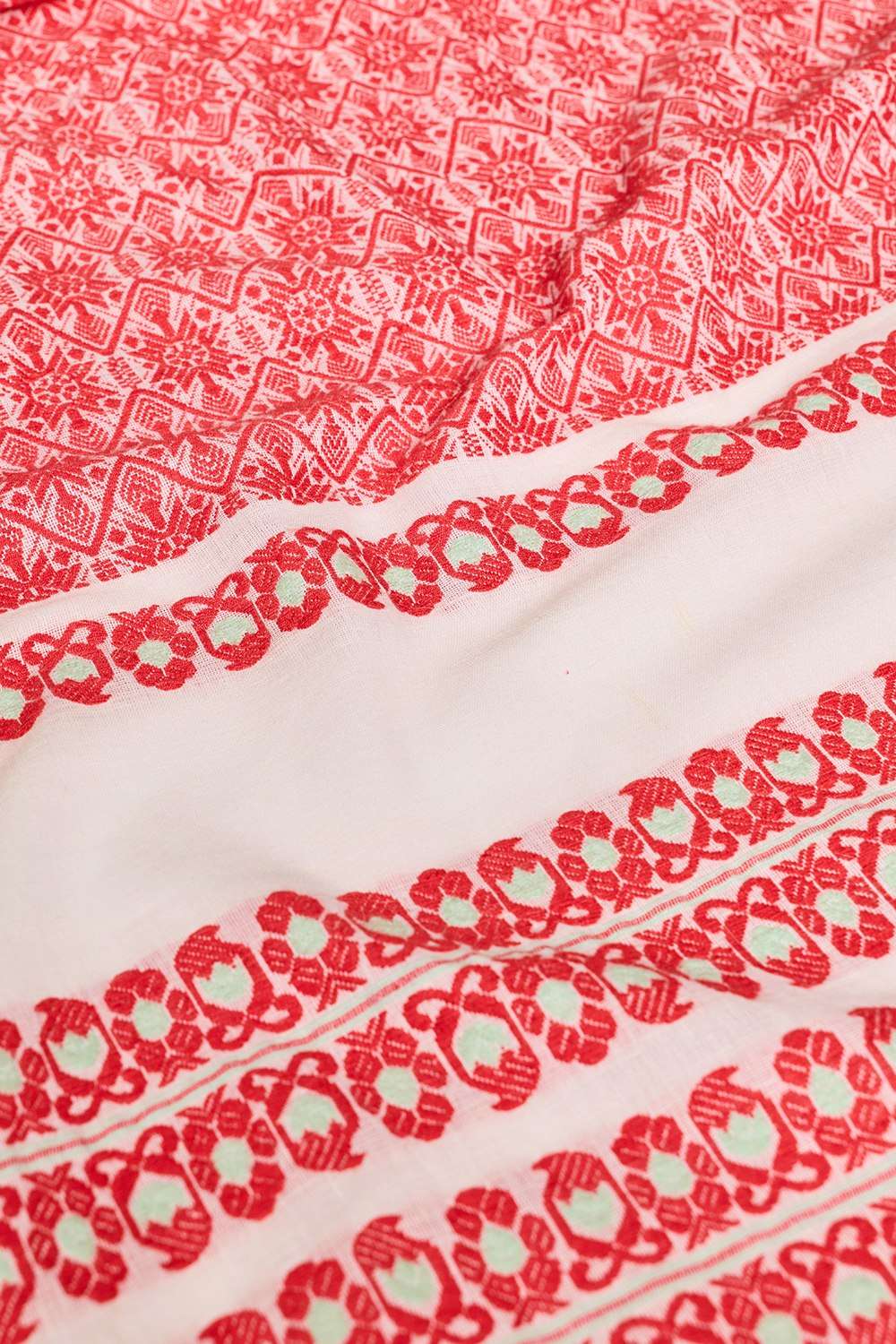 Red Assam Woven Pure Cotton Saree image number null