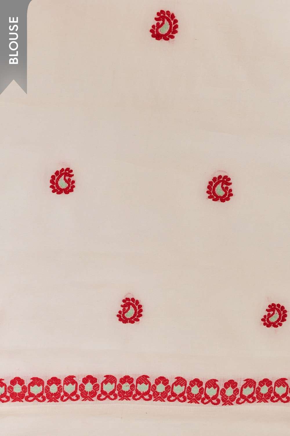 Red Assam Woven Pure Cotton Saree image number null
