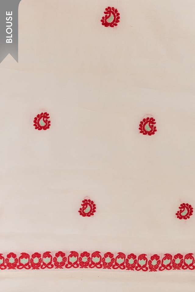 Red Assam Woven Pure Cotton Saree thumbnail image number null