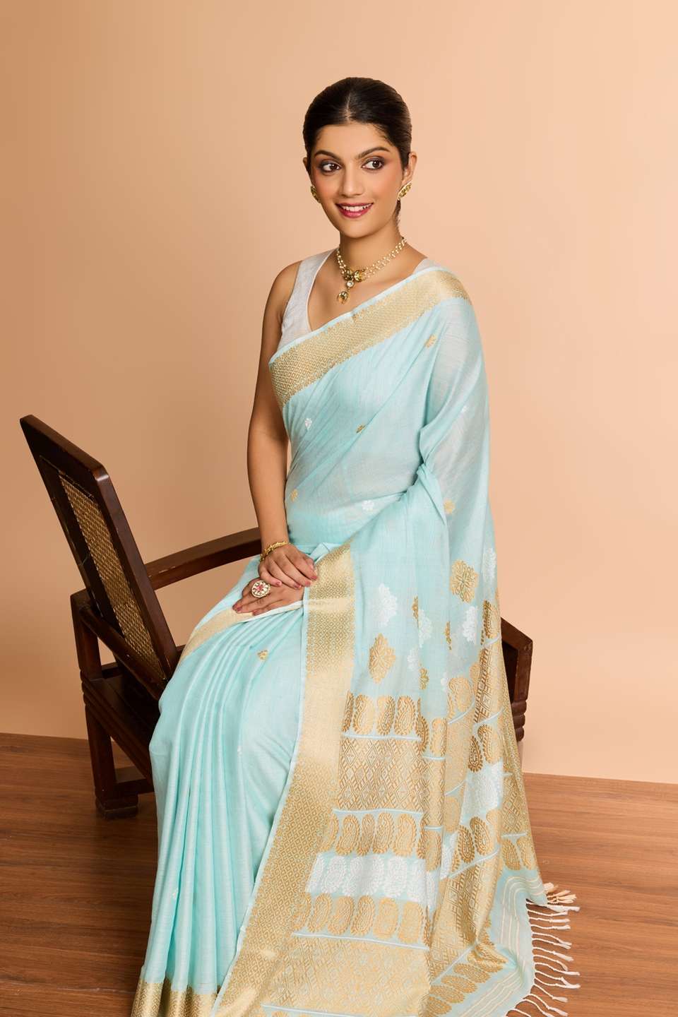 Light Blue Assam Woven Modal Eri Saree