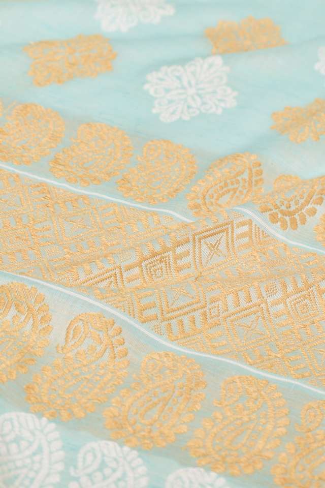 Light Blue Assam Woven Modal Eri Saree thumbnail image number null