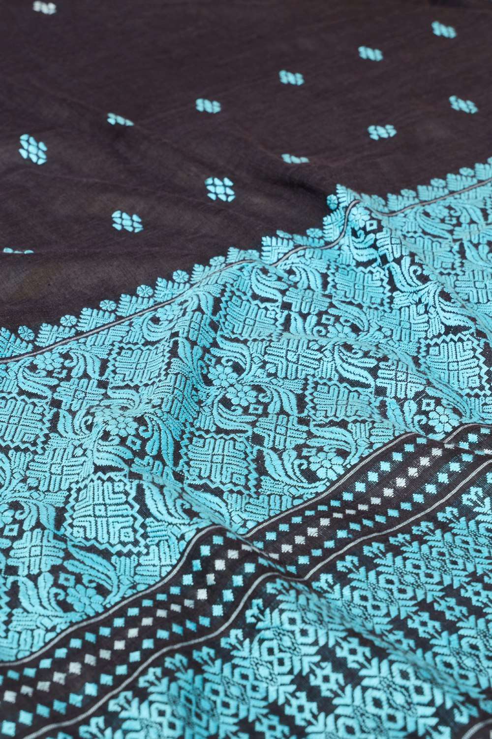 Black Assam Woven Modal Eri Saree image number null