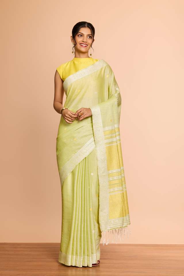 Light Green Assam Woven Modal Eri Saree thumbnail image number null