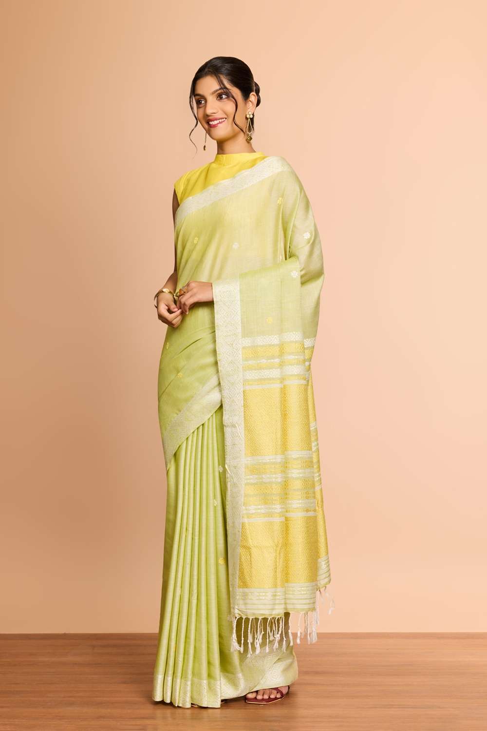 Light Green Assam Woven Modal Eri Saree image number null
