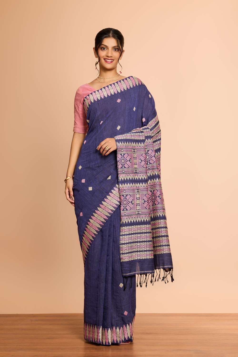 Blue Assam Woven Modal Eri Saree image number null