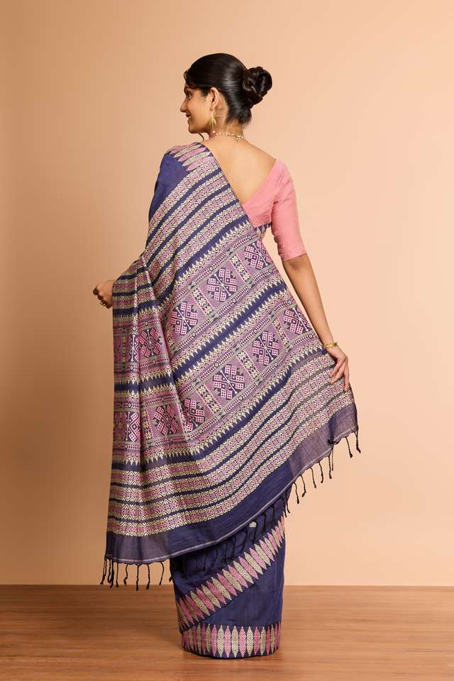 Blue Assam Woven Modal Eri Saree thumbnail image number null