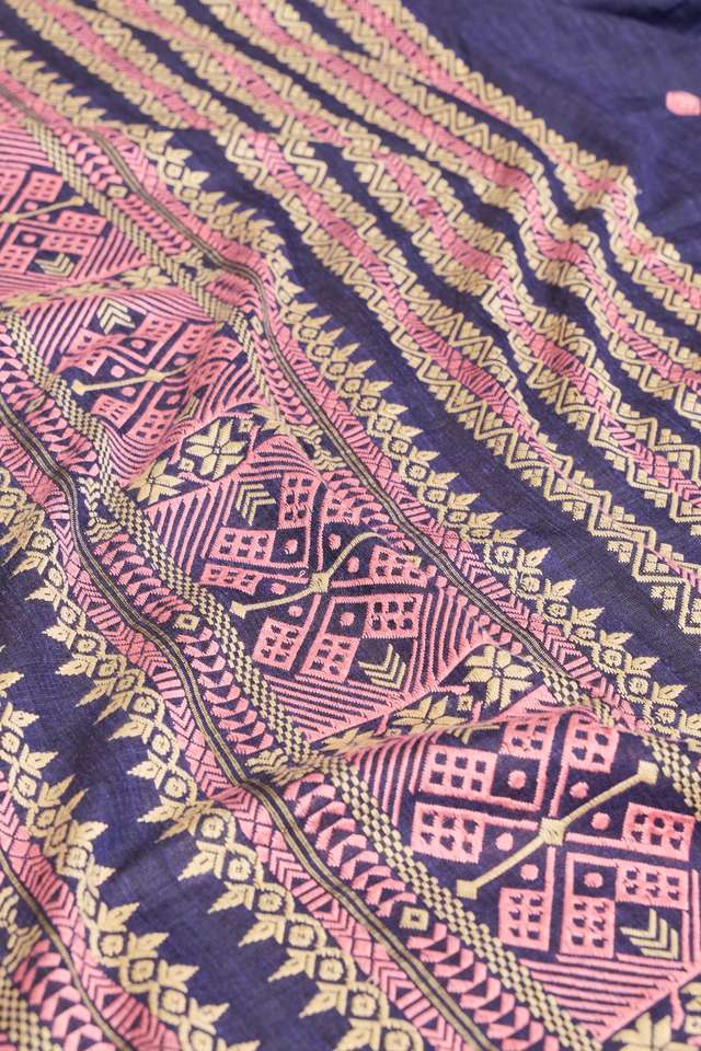Blue Assam Woven Modal Eri Saree thumbnail image number null