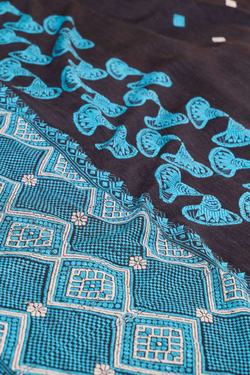 Black Assam Woven Modal Eri Saree image number null