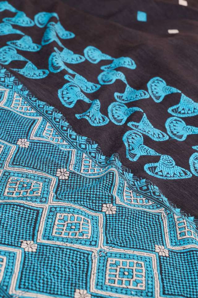 Black Assam Woven Modal Eri Saree thumbnail image number null