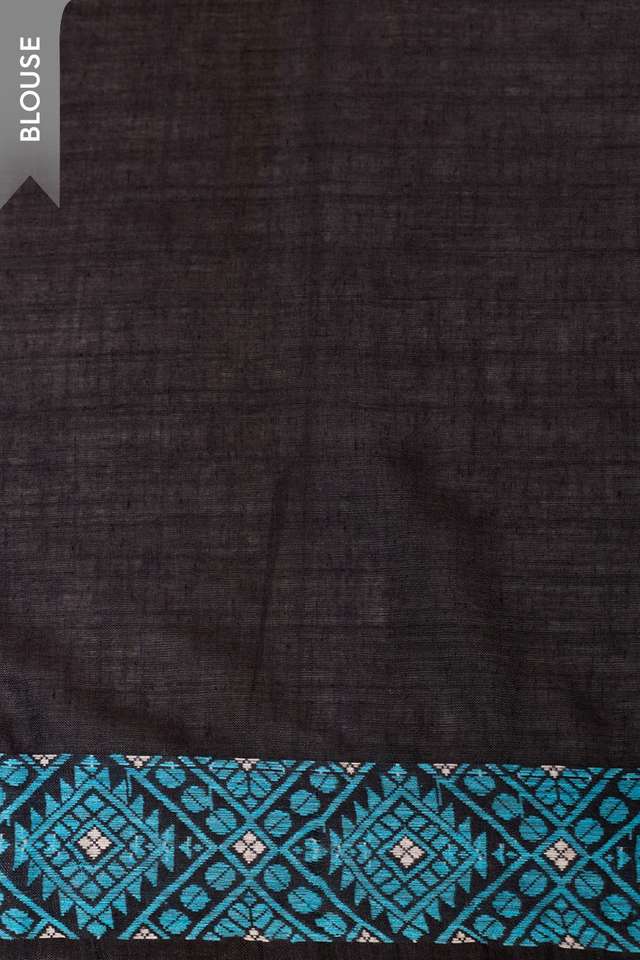 Black Assam Woven Modal Eri Saree thumbnail image number null