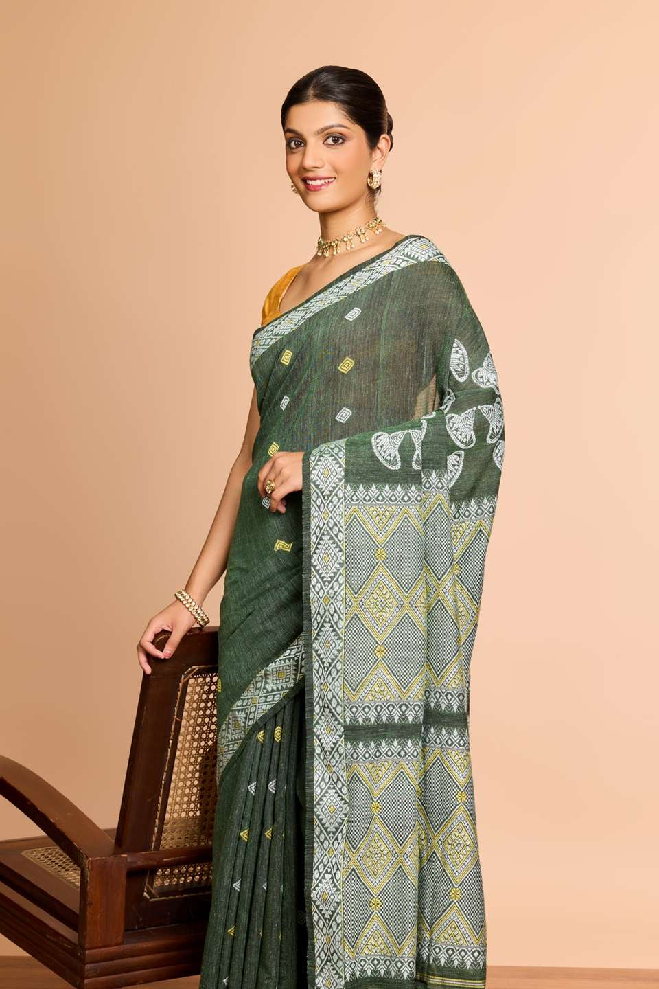 Green Assam Woven Modal Eri Saree