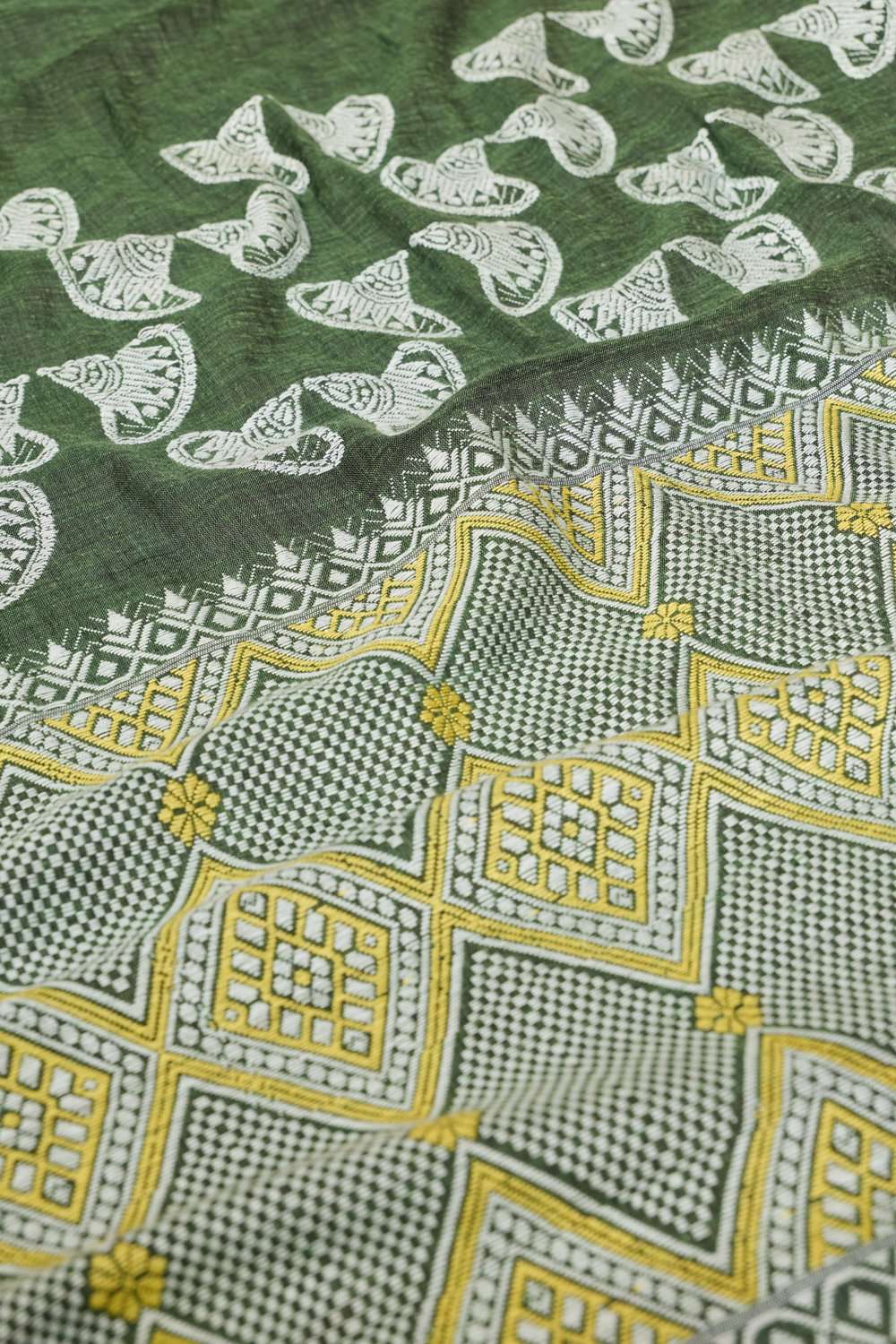 Green Assam Woven Modal Eri Saree image number null