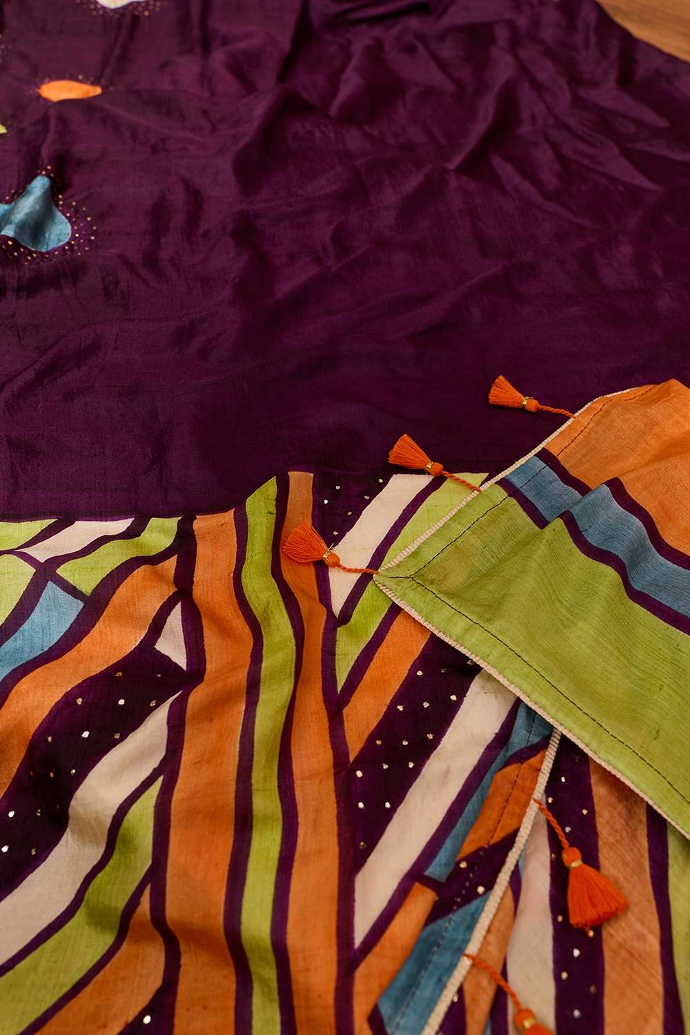 Purple Murshidabad Pure Silk Hand Painted Saree image number null
