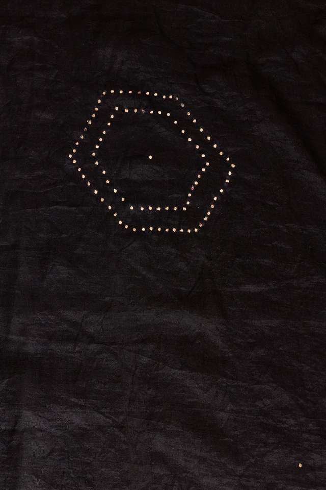 Black Murshidabad Pure Silk Hand Painted Mukesh Saree thumbnail image number null